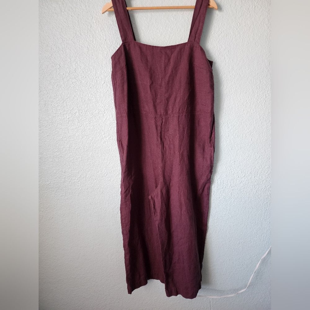 Linenfox Burgundy Linen Jumpsuit